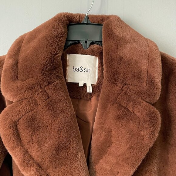 Last Chance! NWOT Ba&sh Fibie Relaxed Faux Fur Teddy Coat Brown Small - Picture 6 of 10